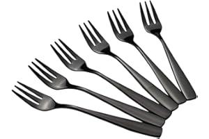Teyyvn 16-Piece Black Stainless Steel 3-Tines Fork, Small Appetizer Forks