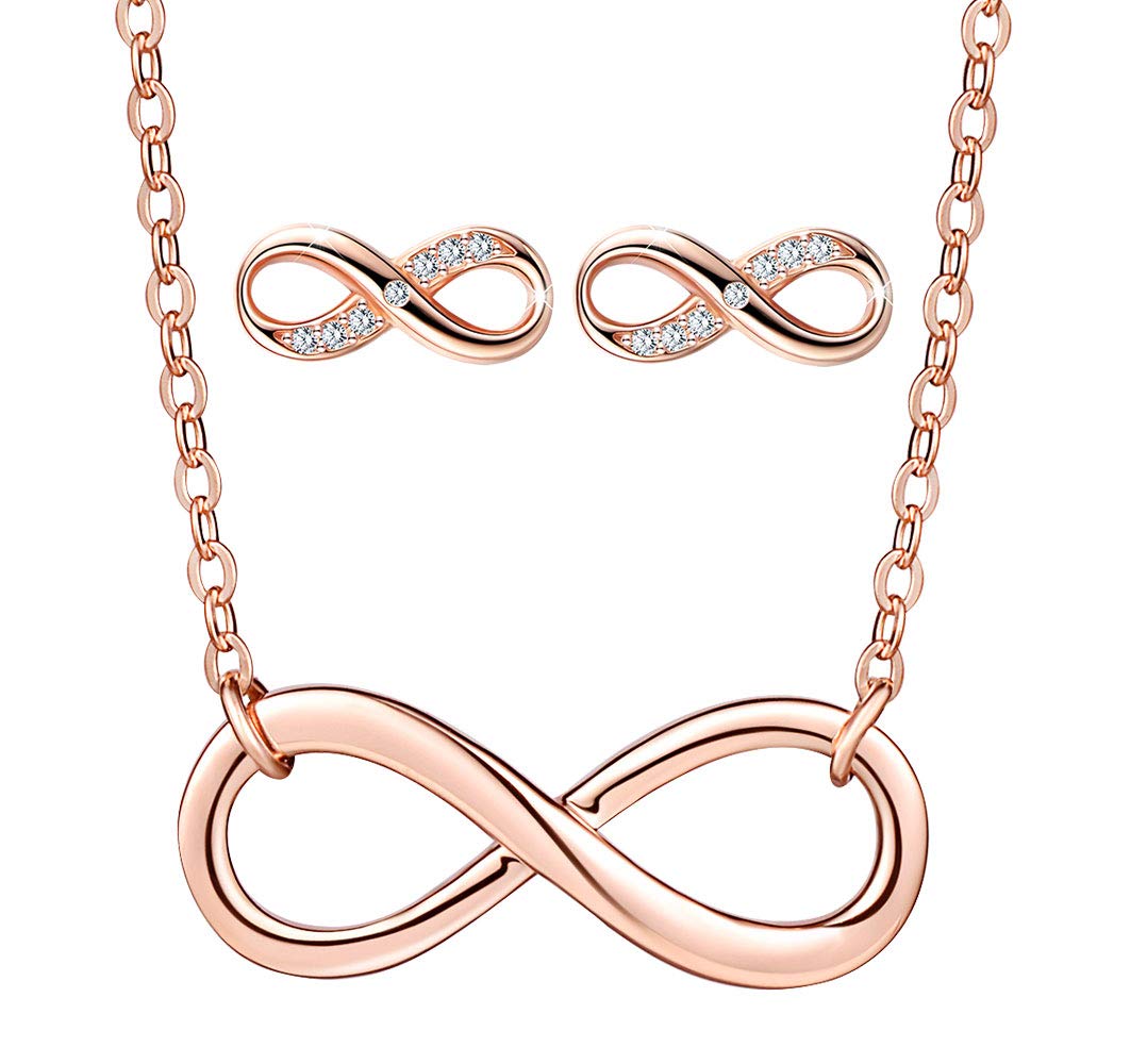 Infinity Pendant Necklace for Women 925 Sterling Silver Love Infinity Earrings jewelry Sets for Women