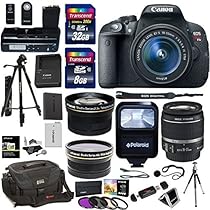 Canon EOS Rebel T5i Digital SLR Camera Body Bundle with EF-S 18-55mm IS STM Lens, Transcend 32GB, Transcend 8GB, Tripods, Polaroid Filter Kit, Ritz Camera Bag, Polaroid Flash and Accessory Kit