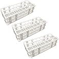 Pocomoco 3 Packs Plastic Test Tube Rack, 24 Holes Lab Test Tube Rack Holder for 25mm Test Tubes, White, Detachable (24 Holes)