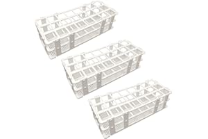 Pocomoco 3 Packs Plastic Test Tube Rack, 24 Holes Lab Test Tube Rack Holder for 25mm Test Tubes, White, Detachable (24 Holes)