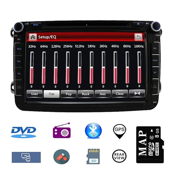 Hotaudio Auto-Stereo-GPS-Navigator für VW,Doppel-Din-Hauptgerät 8-Zoll-2-Din-Autoradio mit DVD-CD-Player Unterstützung von GP