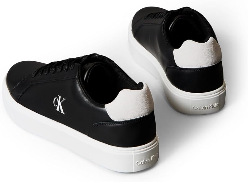 Herren Cupsole Sneaker Classic Laceup aus Leder, Schwarz (Black/Bright White), 42