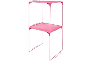 AUECOOME Locker Organizer Shelf Stackable Extra Locker Shelf for School Locker Organizer Storage Cabinet Accessories Suitable for School, Office, and Home use (2, Pink)