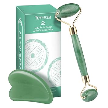 Amazon Com Jade Roller For Face Terresa Facial Roller Face Massager With Gua Sha Scraping Tool Eye Treatment Roller Natural Anti Aging Skin Tightening Rejuvenate Face And Neck Remove Wrinkles Puffiness Beauty