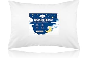 Babebay Toddler Pillow,13X18 Soft Toddler Pillows for Sleeping, Machine Washable Kids Pillow with Cotton Pillowcase, Perfect for Travel (White)