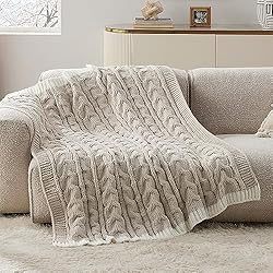 Bedsure Cable Knitted Throw Blanket for