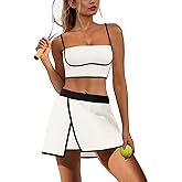 Nirovien Womens Workout Sets 2 Piece Tennis Skort Sets Golf Athletic Outfits Sports Bra and Skirt Gym Yoga Clothes