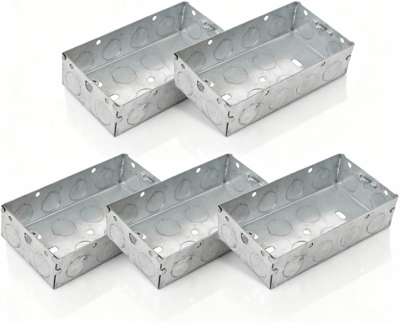 Home.smart 5 x Double Metal Back Box 35mm Flush Pattress 2 Gang Sockets