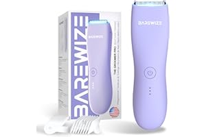 BAREWIZE Bikini Trimmer for Women, Legs & Pubic Hair Trimmer | Waterproof, Type-C Rechargeable, LED Light, Replaceable Blade, Electric Razors for Women, Womens Body Shaver (Lilac Purple)