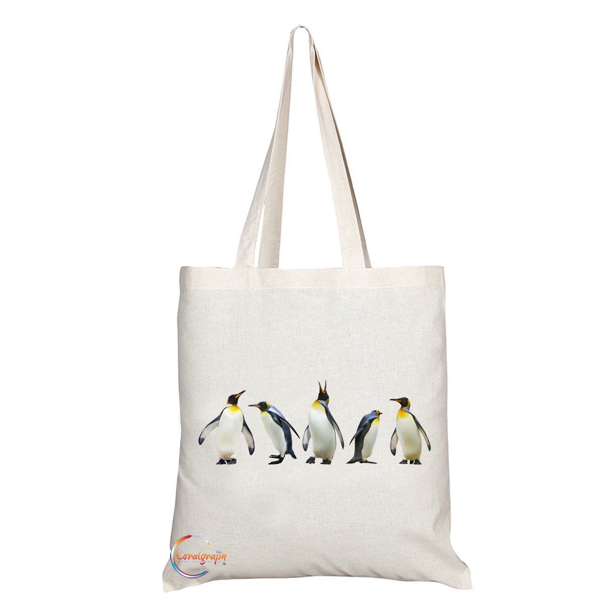 Coralgraph Inc TB306 Beautiful Penguin Image Novelty Present Gift Printed Eco-Friendly Stylish Long Handled Tote Shoulder Bag