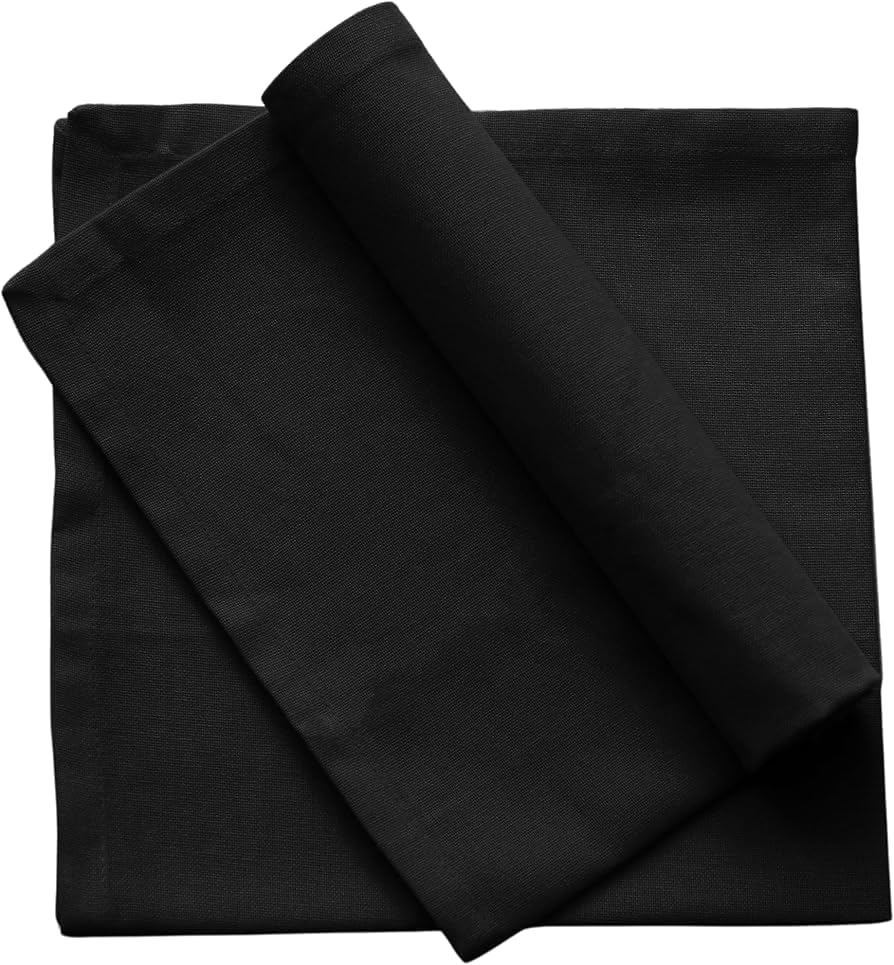 Set of 12 Cloth Napkins (18 X 18 Inches) 100% Cotton Everyday Use Premium Quality Cloth Napkins Festive Holiday Table Décor for Christmas Parties & Dining Napkins/Table Napkins-Black-The Home Talk