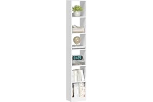 Hzuaneri Bookcase, Tall Narrow Bookshelf, Open Display Storage Shelf, Skinny Cube Book Shelf with Adjustable Shelves, CD Rack