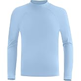 RIKUAOU Boys Rash Guard Swim Shirt, UPF 50+ Sun Protection Long Sleeve for Kids Youth, Rashguard Surf Water Sports Shirts