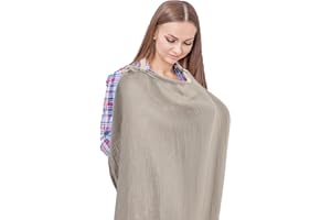 Abaokai Muslin Nursing Cover, Breastfeeding Cover, Soft Cotton Multi-Use Privacy Nursing Covers with Adjustable Neck Strap (Grey)