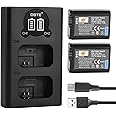 DSTE 2 Pack NP-FW50 Battery and Dual USB Charger Compatible with Sony ZV-E10 A6000 A6100 A6300 A6400 A6500 A7 A7 II A7S A7S II A7R A7R II NEX-7 NEX-6 A5100 A5000 RX10 RX10II