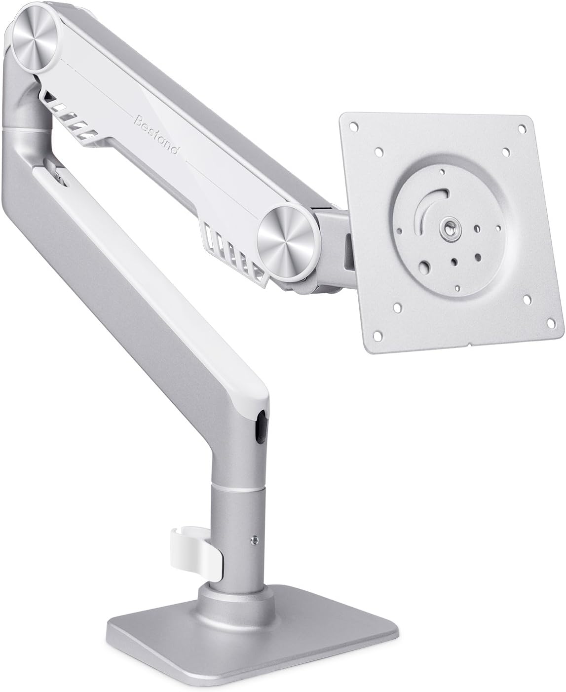 Cucumbe Monitor Arm, Premium Alumium Gas Spring LCD Monitor Desk Mount Stand for 10"-27" Computer Screens, Silver