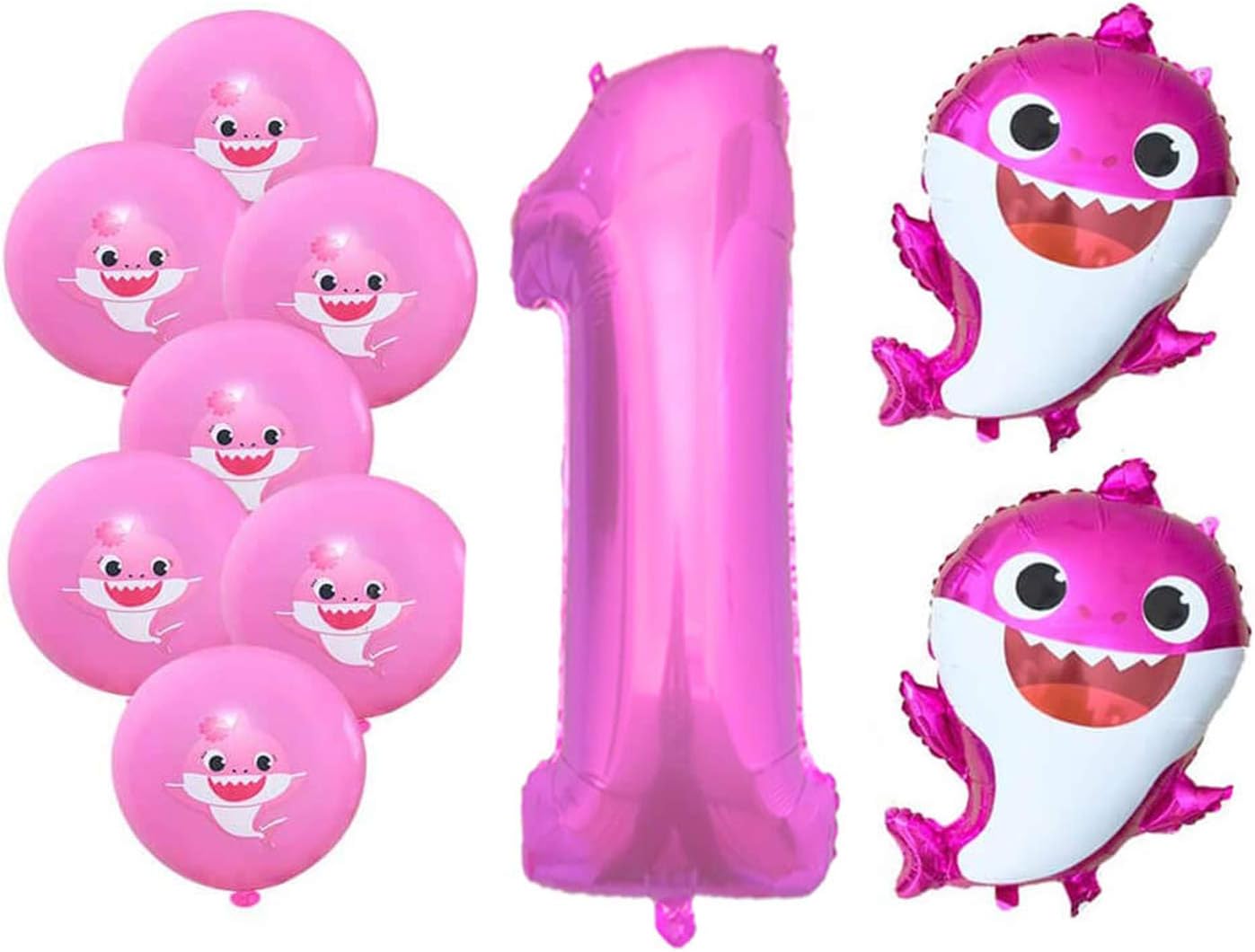 Pink Shark 1st Birthday Party Balloons Shark Party Decorations Baby Girls First Birthday Shark Party Supplies