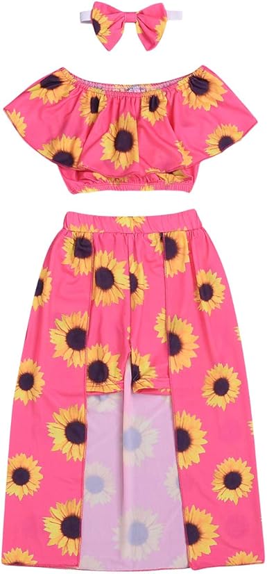 amazon com toddler kids clothing baby girls cute sunflower ruffle vest crop top party princess long skirt outfits clothes set clothing toddler kids clothing baby girls cute sunflower ruffle vest crop top party princess long skirt outfits clothes set
