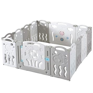 grey and white playpen
