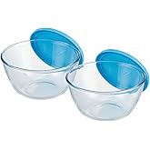 SCLWSS Glass Sourdough Mixing Bowls with Lids, 2-Pack Large Capacity Clear Bowls, 4.76 Quart for Bread Making, Perfect for Mixing, Proofing, Storing Dough