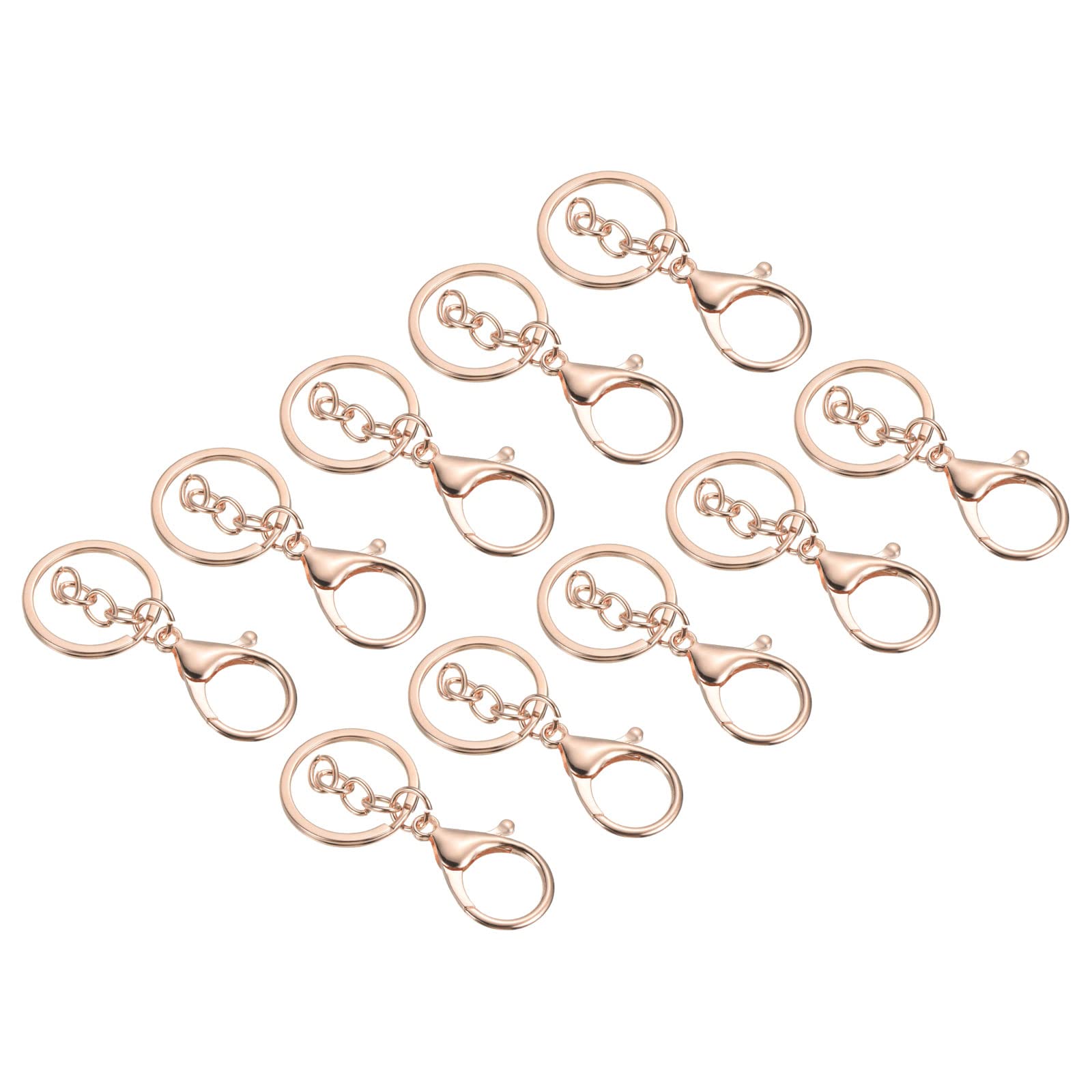 PATIKIL Key Chain Rings, 10 Pack Lobster Clasp Keyring Trigger Clip Keychain Holder for DIY Decorations, Rose Gold