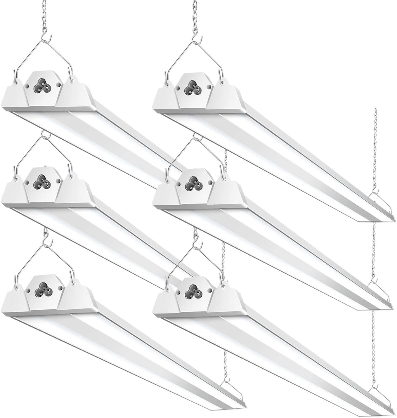 Bbounder 6 Pack Linkable LED Utility Shop Light, 4 FT, 4000 LM, 48 Inch Integrated Fixture for Garage, 40W Equivalent 300W, 5000K Daylight, Suspension Mount