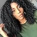Chantiche Soft Curly 360 Lace Frontal Wig with Baby Hair and High Ponytail Brazilian Virgin Human Hair Customized 360 Lace Full Wigs with 150% Heavy Density for Women 12inches Natural Color