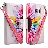 Samsung Galaxy S6 Edge Case - Wydan (TM) Credit Card Wallet Style Case Cover For Samsung Galaxy S6 Edge - Colorful Flower w/ Wydan Stylus Pen