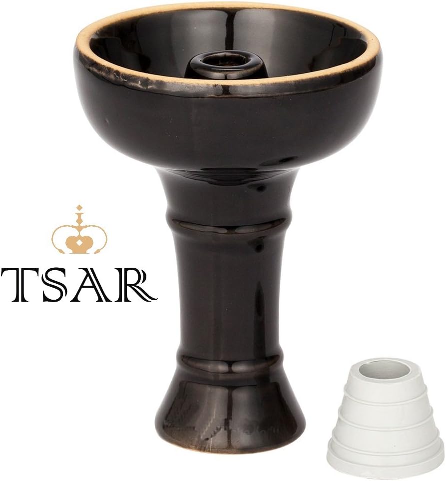 Ceramic Shisha Phunnel Bowl + 1 Adapter Seal, Black