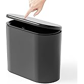 Yieach 12L Black Slim Bathroom Trash Can With Lid 3.17 Gallon,Skinny Small Kitchen Garbage Can and Pet/Dog Proof Trashcans for Office,RV,Bedroom and Dorm,Plastic Covered Trash Can and Wastebasket,1PCS