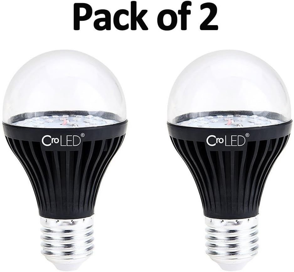 CroLED LED UV Light Bulb, Blacklight Blue Bulb A19 E27 Medium Base 7W Ultraviolet Black Light Bulb AC100-240V,2-Pack