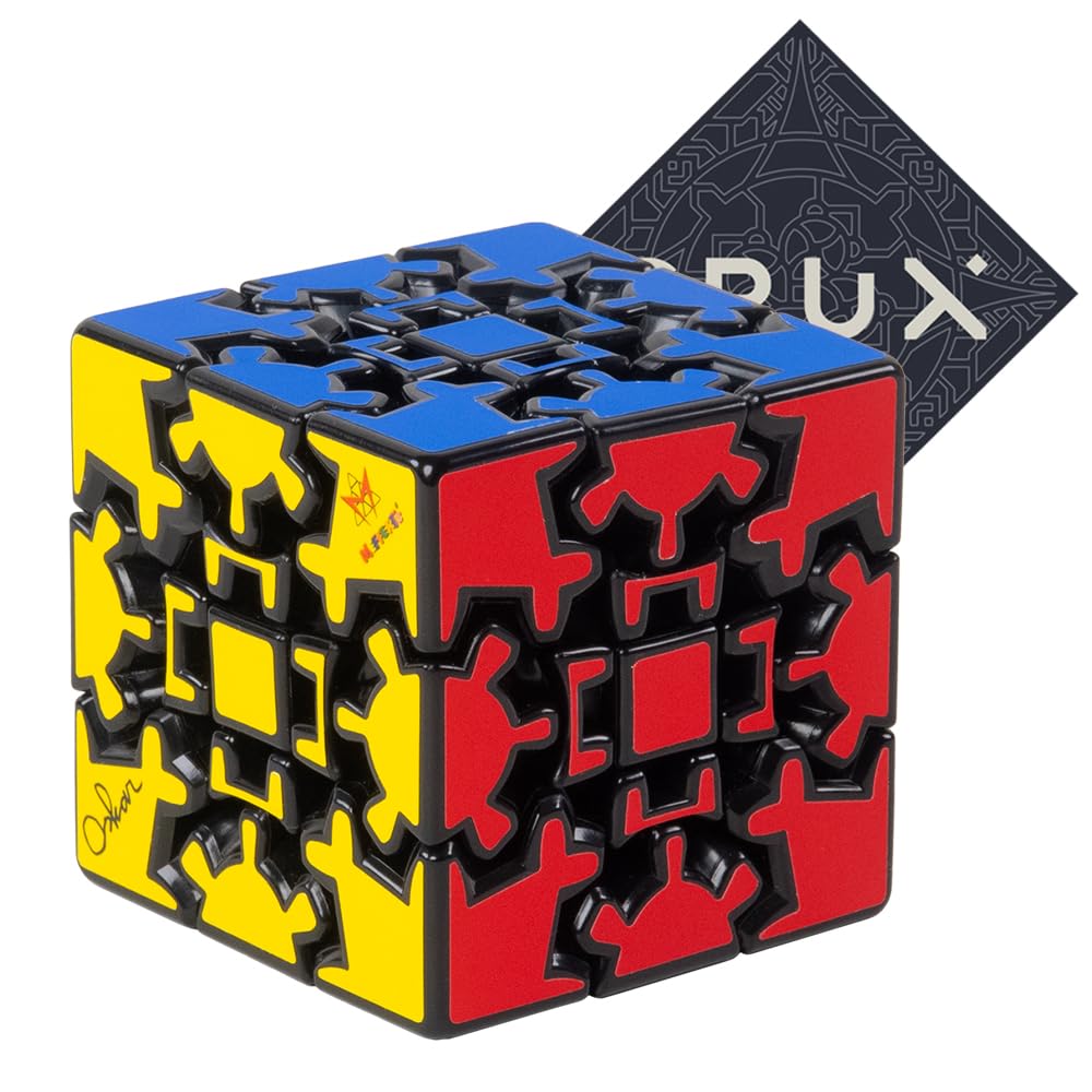 Meffert’s Gear Cube Puzzle - Very Difficult Unique Cube Style - Includes Crux Sticker