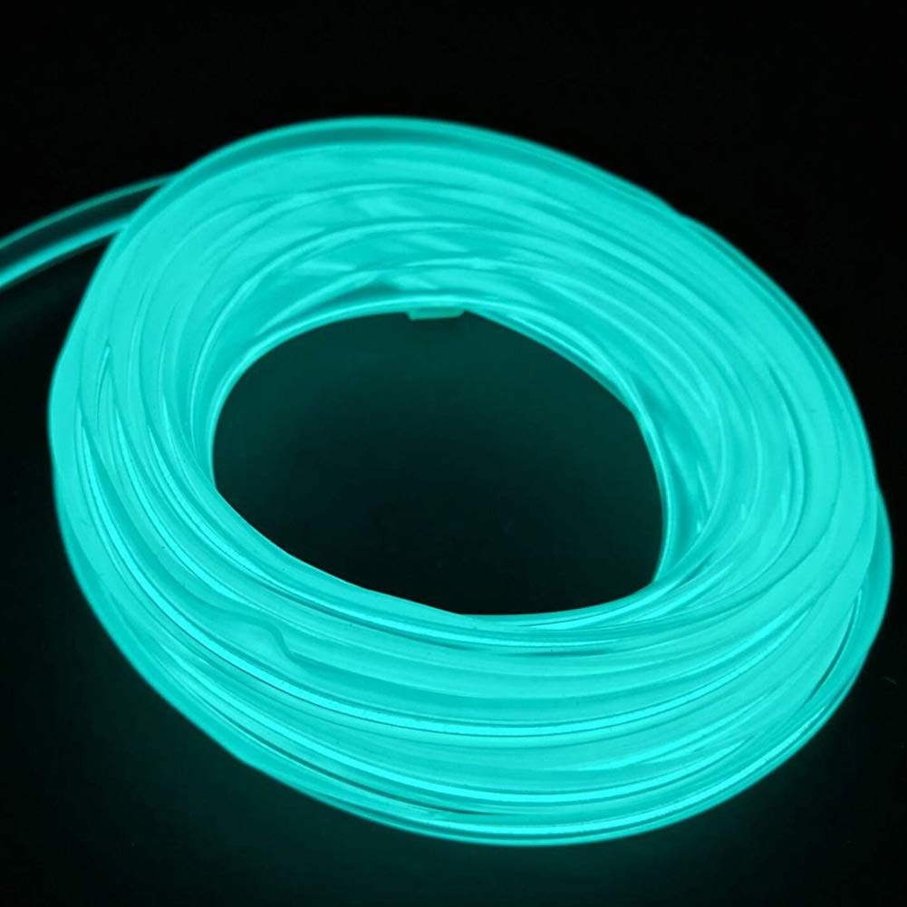 ABALDI USB El Wire 5M/16FT 5V Neon El Lights Rope Neon Glowing Strobing Electroluminescent Wire Neon Lights for Garden Decorations Rope Lights (Ice Blue)