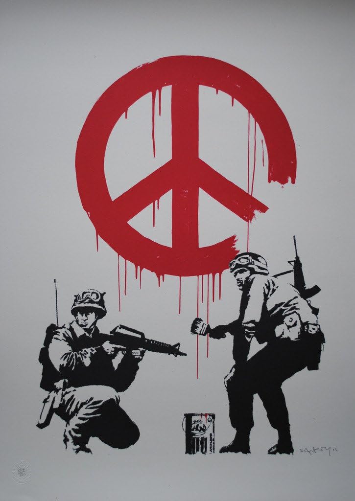 VeryGood Production Banksy Peace & Soldiers Poster Print in A3