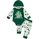 BemeyourBBs My First St Patricks Day Baby Boy Outfit Shamrock Hoodie Romper and Pants Set 2 Piece Newborn Boy Spring Clothes