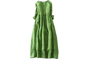 BXJX Womens Cotton Linen Dresses Summer Dressy Casual Short Sleeve Maxi Dresses Trendy Summer Vacation A Line Dress