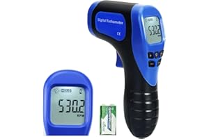 GAIN EXPRESS Non Contact Tachometer, 2.5-99999 RPM ±0.02%+1Digtal Accuracy Laser Digital Tachometer, Speed RPM Meter Gauge with Backlight, Data Hold, and Max/Min/AVG Function