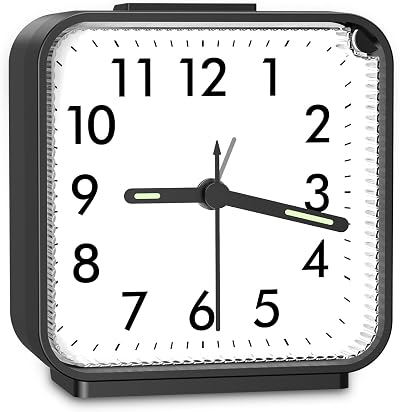 Brifit Silent Alarm Clock Bedside Battery Powered Large Display Black