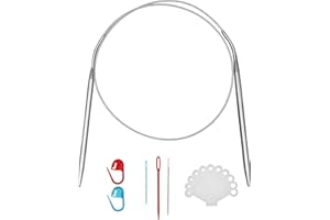 XENTRLOLOGIC 24inch (60cm) Stainless Steel Circular Knitting Needle Size US 8 (5.0mm) Metal Knitting Needles Set for Making Sweater Shawl Scarf
