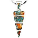 Turquoise Arrowhead Pendant Necklace Sterling Silver 925 (Sterling Silver Pendant with 20" Stainless Chain)