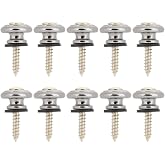 Haosie Guitar Strap Buttons, Mushrooms Head Guitar Strap Locks End Pins with Screws and Washers, for Guitar Ukulele Electric Bass(Sliver)
