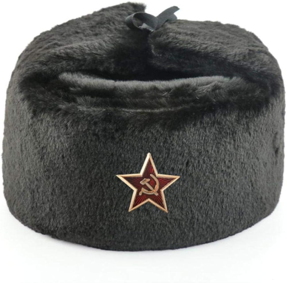 Chapeau Noir De Laine Russia Ushanka Forces Arées Soviétiques
