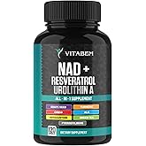 NAD+ Supplement Complex – NAD Supplement+ 300 mg with Astaxanthin, Urolithin A, Resveratrol, CoQ10 & Antioxidant Blend – Cellular Energy, Mitochondrial Support – 120 Count (Pack of 1)