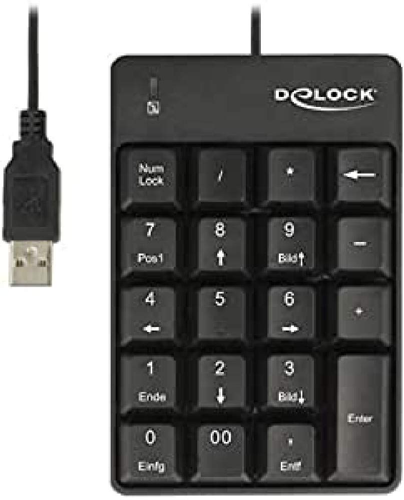 DeLOCK 12481 Keyboard USB Number Keypad 19 Keys Black