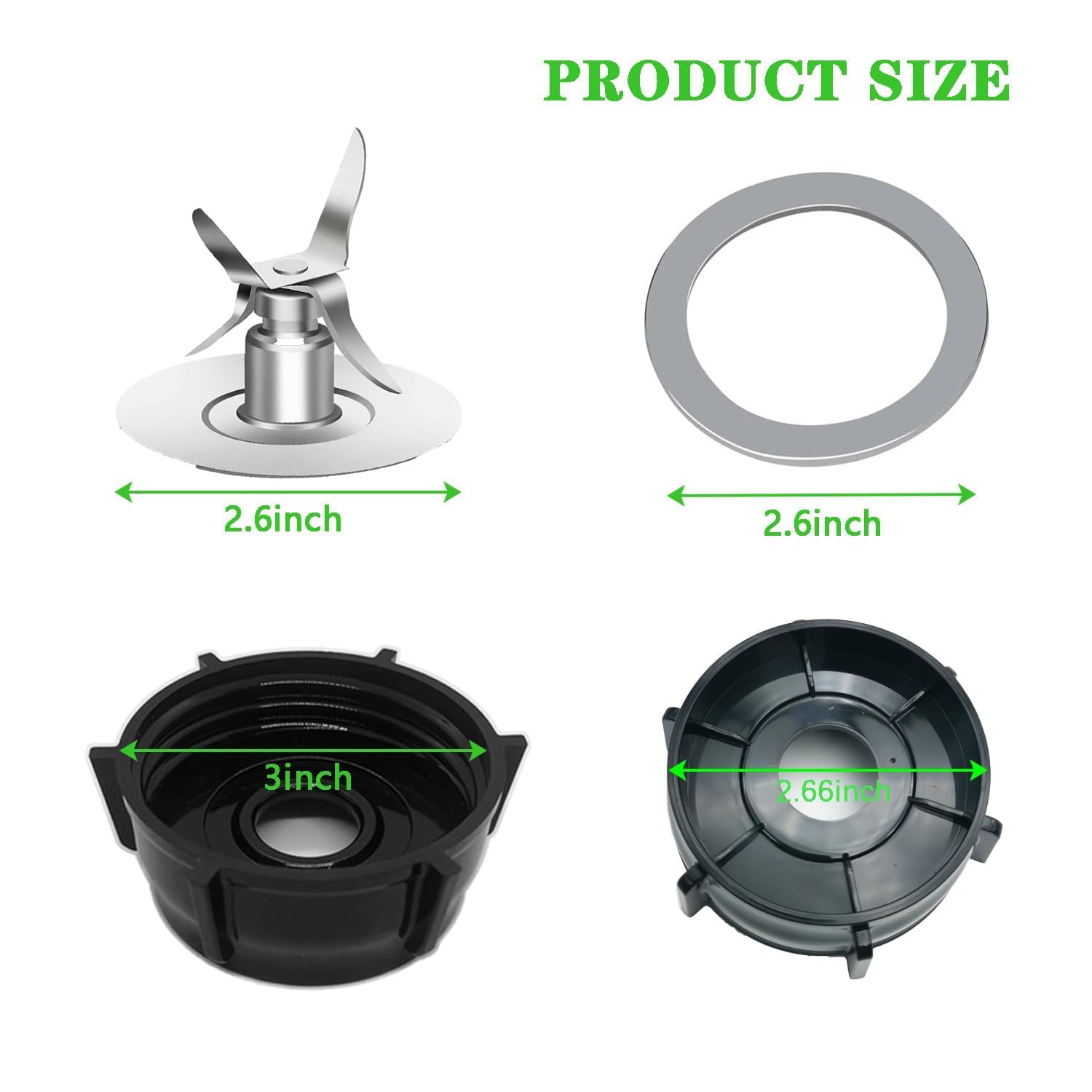 for Oster Blender Replacement Parts Blender Ice Blade with Jar Base Cap and Two Rubber O Ring Seal Gasket Compatible With Oster Osterizer Blender Accessories