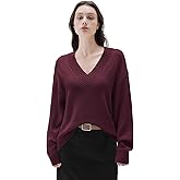 SUUKSESS Women Cashmere Blend Oversized V Neck Long Sleeve Pullover Sweaters