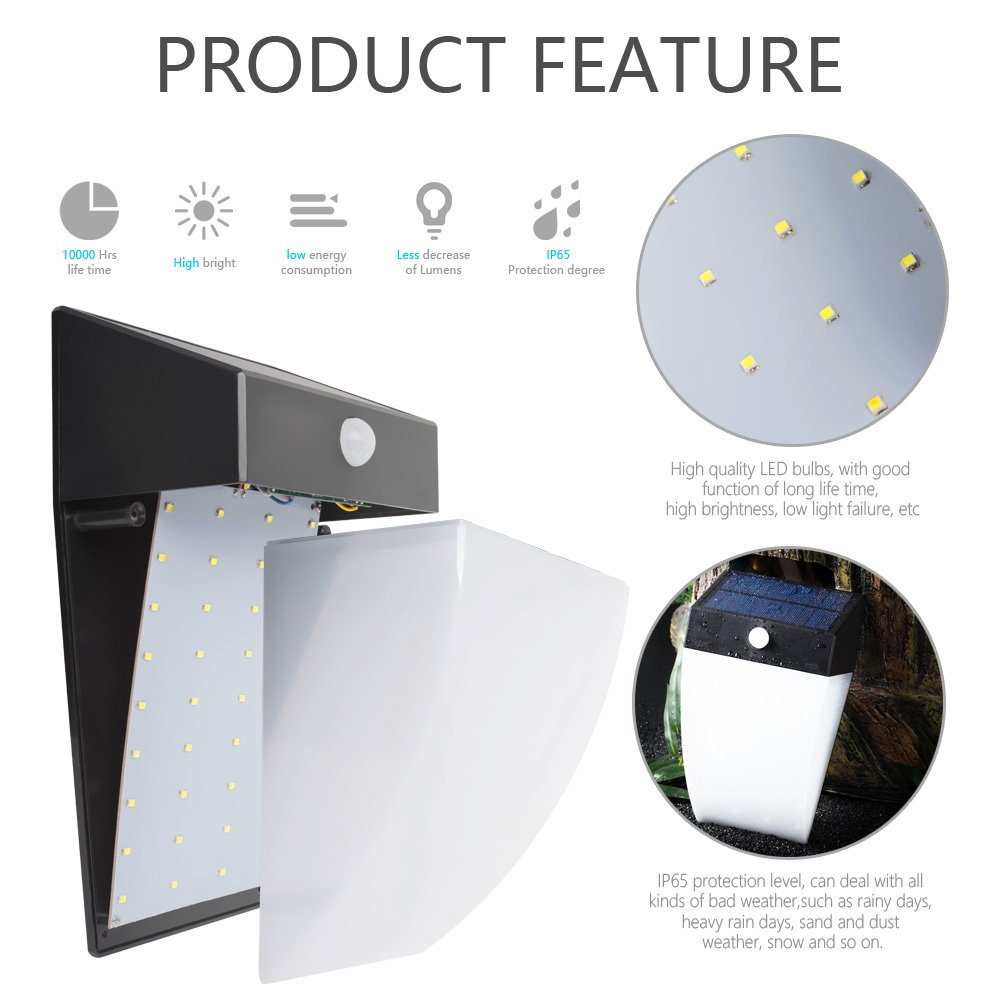 Solarmks Solar Lights Outdoor Waterproof Wireless 36 LED Bright Solar Motion Sensor Light for Garden with Motion Activated Auto On/Off