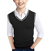 Haloumoning Boys Sweater Vest Kids Uniform Vest Casual V Neck Knit Pullover Sweater 5-14Y