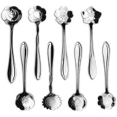 ERCRYSTO Stainless Steel Tableware Creative Flower Coffee Spoon, Stirring Spoon, Sugar Spoon, Stir Bar Spoon, Mixing Spoon, T
